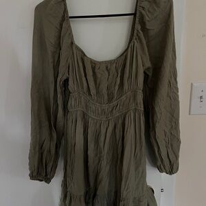 Forever 21 Khaki Long Sleeve Dress
